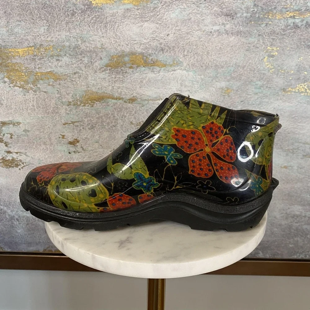 Sloggers Rain Boots Womens Size 8 Multicolor Floral Ankle Garden Waterproof
